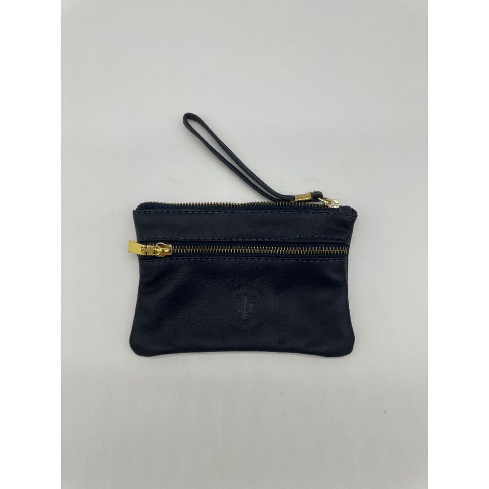 Leather Wristlet w/ Zipper for Women Italian Leather Navy Blue